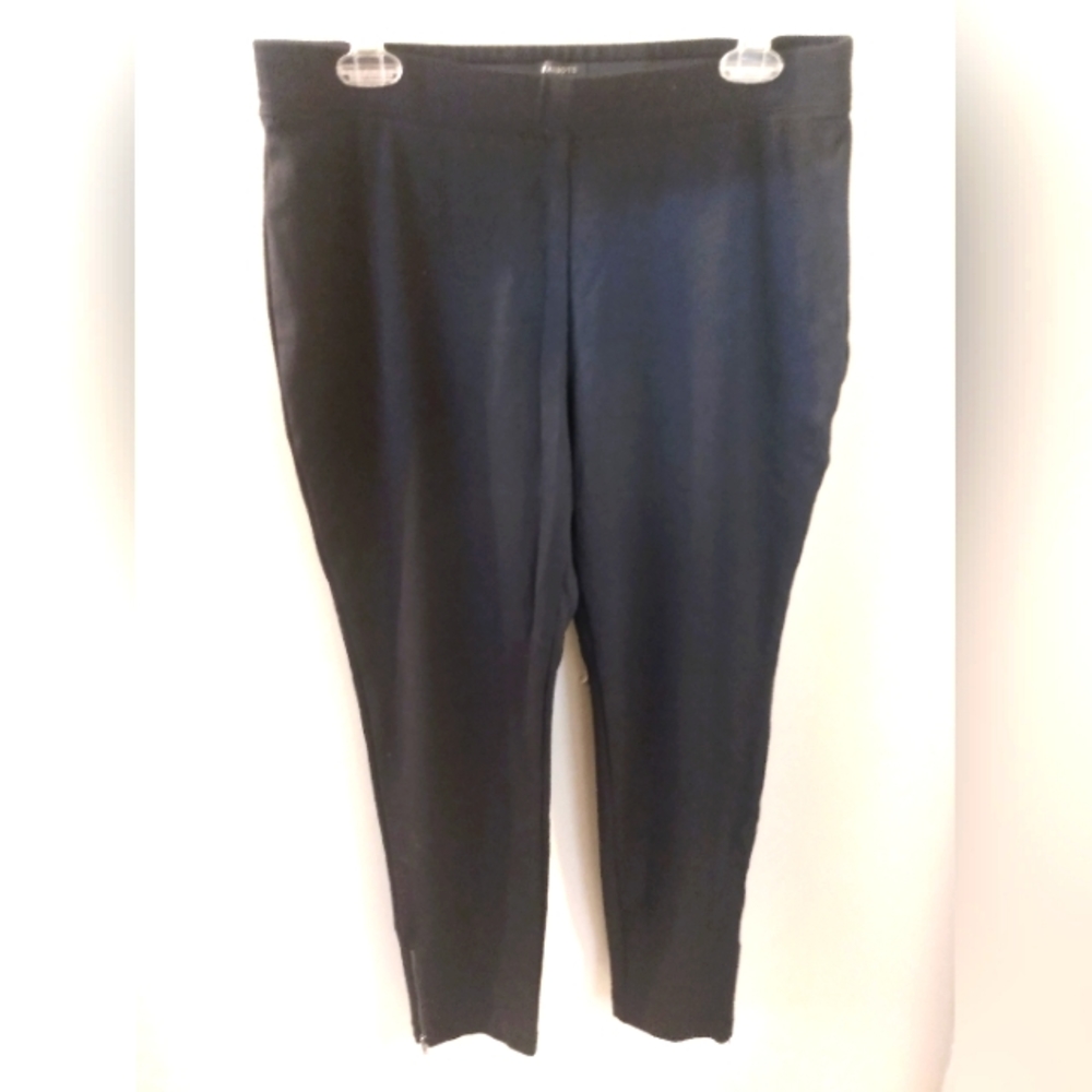 Women's Talbot's Size Large Petite Black Leggings Ankle Zippers